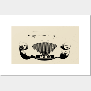 Austin Healey 100 1950s classic British sports car black Posters and Art